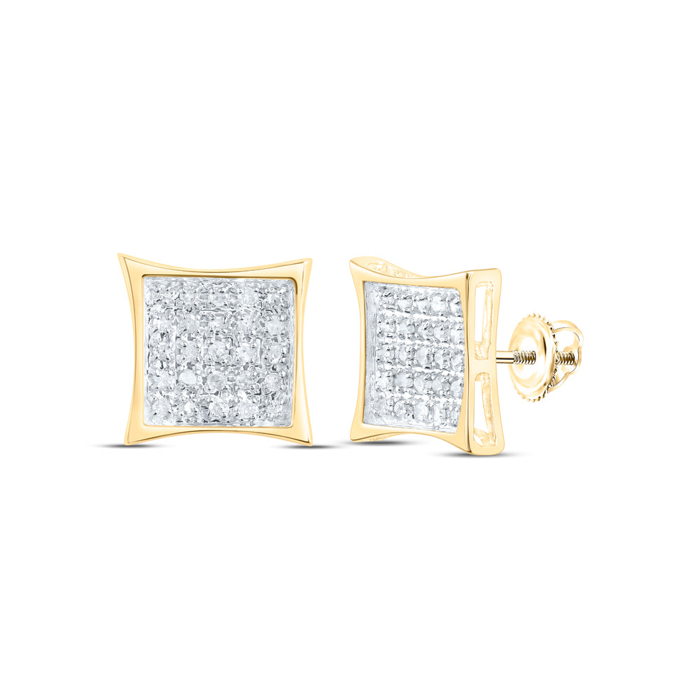 10kt Yellow Gold Womens Round Diamond Square Cluster Earrings 1/4 Cttw