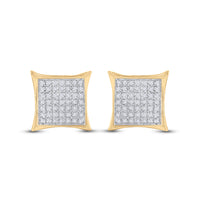 Load image into Gallery viewer, 10kt Yellow Gold Womens Round Diamond Square Kite Cluster Earrings 1/3 Cttw
