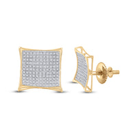 Load image into Gallery viewer, 10kt Yellow Gold Womens Round Diamond Square Kite Cluster Earrings 3/4 Cttw

