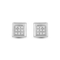 Load image into Gallery viewer, 10kt White Gold Womens Round Diamond Square Cluster Stud Earrings 1/20 Cttw
