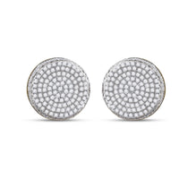 Load image into Gallery viewer, 10kt Yellow Gold Mens Round Diamond Circle Cluster Stud Earrings 5/8 Cttw
