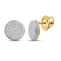 Load image into Gallery viewer, 10kt Yellow Gold Mens Round Diamond Circle Cluster Stud Earrings 5/8 Cttw
