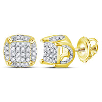 Load image into Gallery viewer, 10kt Yellow Gold Mens Round Diamond Cluster Stud Earrings 1/5 Cttw
