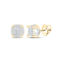 Load image into Gallery viewer, 10kt Yellow Gold Mens Round Diamond Cluster Stud Earrings 1/5 Cttw
