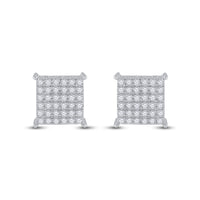 Load image into Gallery viewer, 10kt White Gold Womens Round Diamond Square Cluster Screwback Earrings 1/2 Cttw
