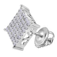 Load image into Gallery viewer, 10kt White Gold Womens Round Diamond Square Cluster Stud Earrings 3/4 Cttw
