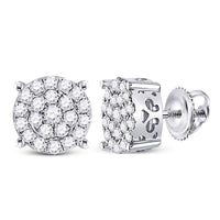 Load image into Gallery viewer, 10kt White Gold Womens Round Diamond Cindy&#39;s Dream Cluster Earrings 3/4 Cttw
