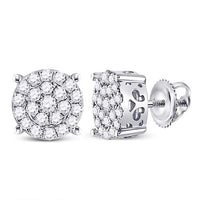 Load image into Gallery viewer, 10kt White Gold Womens Round Diamond Cindy&#39;s Dream Cluster Earrings 3/4 Cttw
