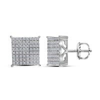 Load image into Gallery viewer, 10kt White Gold Womens Round Diamond Cindys Dream Square Cluster Stud Earrings 1.00 Cttw
