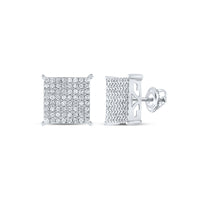 Load image into Gallery viewer, 10kt White Gold Womens Round Diamond Cindys Dream Square Cluster Stud Earrings 1.00 Cttw
