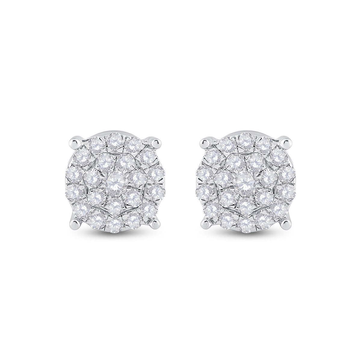 10kt White Gold Womens Round Diamond Cindy's Dream Cluster Earrings 1-1/2 Cttw