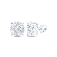 Load image into Gallery viewer, 10kt White Gold Womens Round Diamond Cindy&#39;s Dream Cluster Earrings 1-1/2 Cttw
