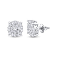 Load image into Gallery viewer, 14kt White Gold Womens Round Diamond Cindy&#39;s Dream Cluster Earrings 1-1/2 Cttw
