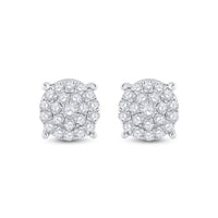 Load image into Gallery viewer, 14kt White Gold Womens Round Diamond Cindy&#39;s Dream Cluster Earrings 1-1/2 Cttw
