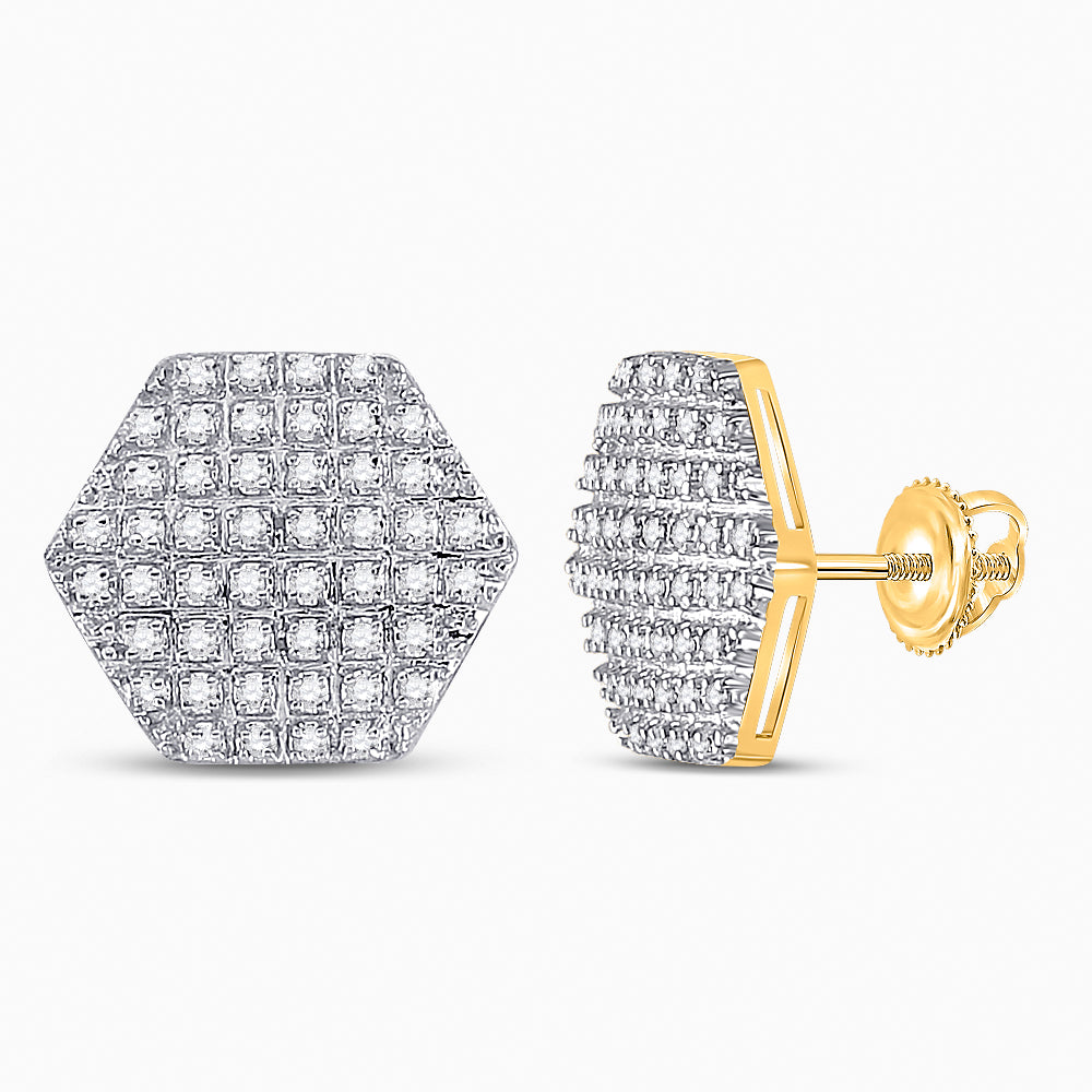 1/3CT-DIA P3 MICRO-PAVE HEXAGON EARRING