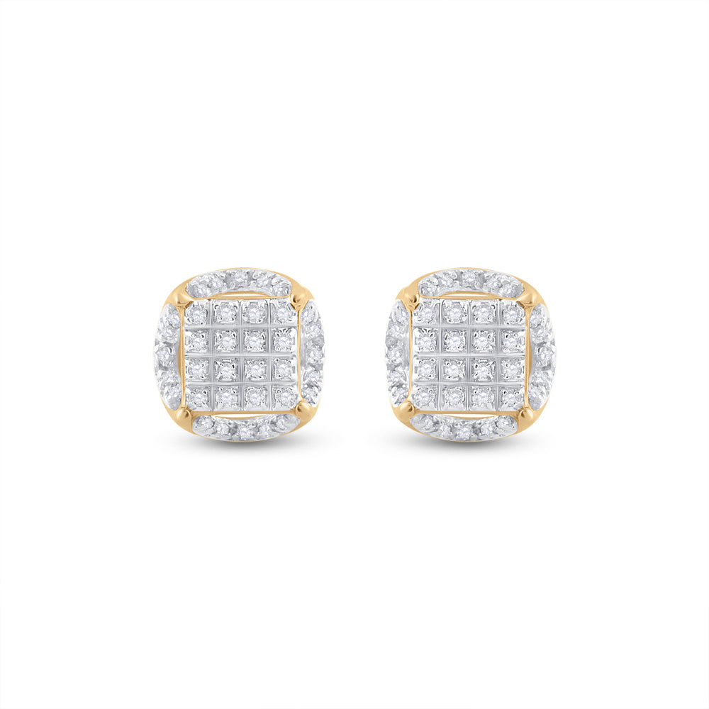 1/5CT-DIA P3 MICRO-PAVE CUSHION MENS EARRING