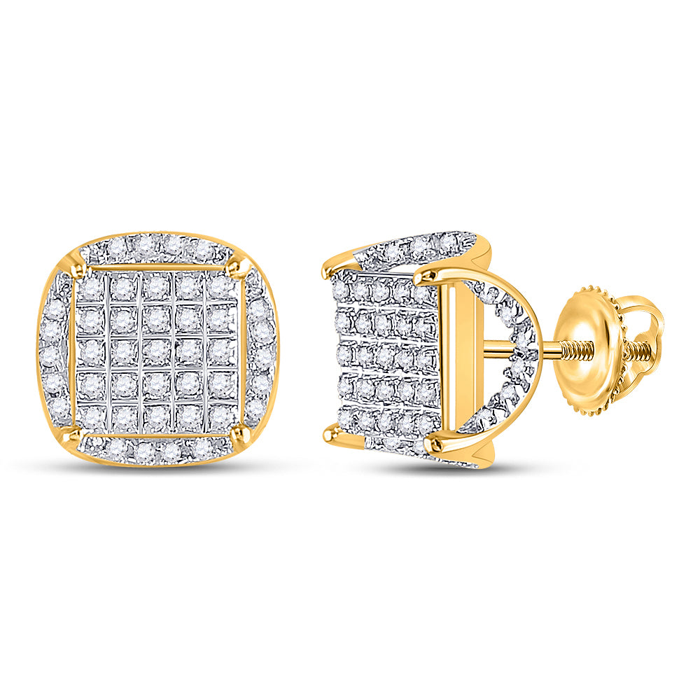 1/3CT-DIA P3 MICRO-PAVE CUSHION MENS EARRING