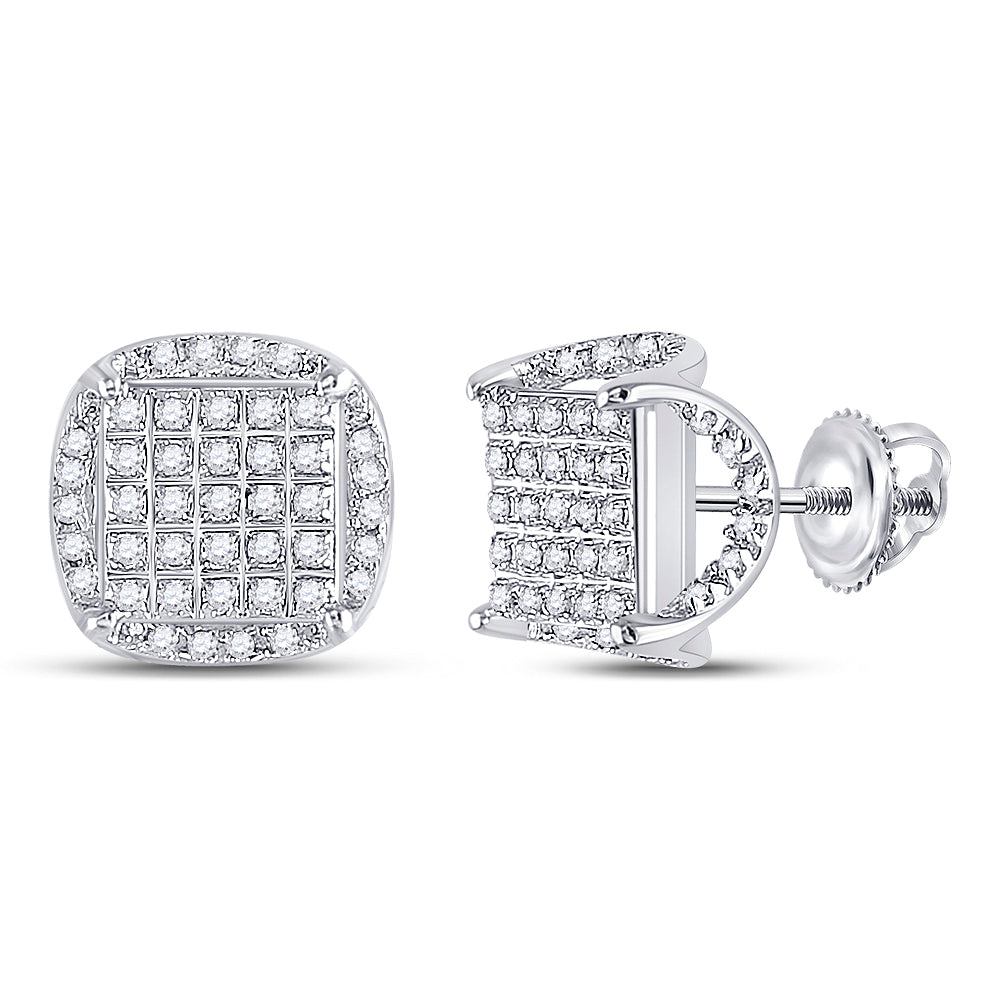 1/3CT-DIA P3 MICRO-PAVE CUSHION MENS EARRING