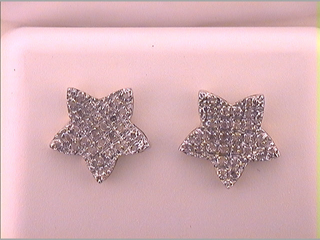 10kt Yellow Gold Mens Round Diamond Star Cluster Earrings 1/6 Cttw