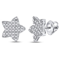 Load image into Gallery viewer, 10kt White Gold Mens Round Diamond Star Cluster Earrings 1/6 Cttw
