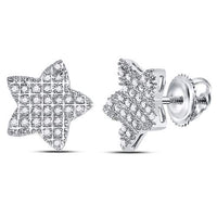Load image into Gallery viewer, 10kt White Gold Mens Round Diamond Star Cluster Earrings 1/6 Cttw
