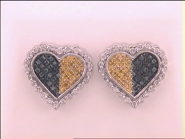 1/2CT-DIA BLUE HEART EARRING