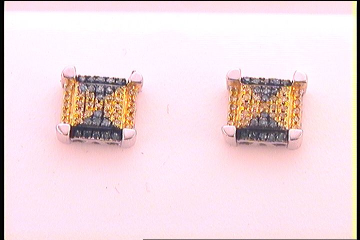 1/6CT-DIA BLUE MICRO-PAVE MENS EARRINGS