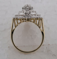 Load image into Gallery viewer, 10kt Yellow Gold Womens Round Baguette Diamond Teardrop Cluster Ring 1.00 Cttw
