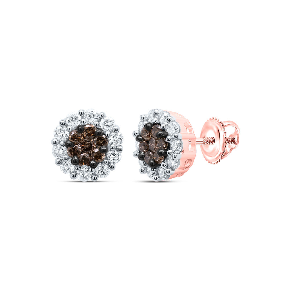 1/2CTW-DIA CN NATURAL BROWN STUD EARRING