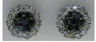 14kt Yellow Gold Womens Color Enhanced Black Diamond Cluster Flower Earrings 1.00 Cttw