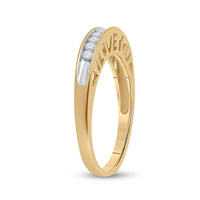 Load image into Gallery viewer, 10kt Yellow Gold Womens Round Diamond I Love You Band 1/5 Cttw
