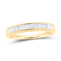 Load image into Gallery viewer, 10kt Yellow Gold Womens Round Diamond I Love You Band 1/5 Cttw
