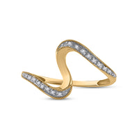 Load image into Gallery viewer, 10kt Yellow Gold Womens Round Diamond S Curve Band Ring 1/20 Cttw
