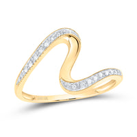 Load image into Gallery viewer, 10kt Yellow Gold Womens Round Diamond S Curve Band Ring 1/20 Cttw
