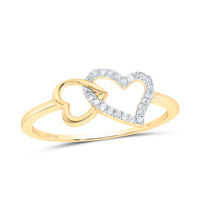 Load image into Gallery viewer, 10kt White Gold Womens Round Diamond Double Heart Ring 1/20 Cttw
