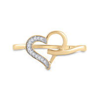Load image into Gallery viewer, 10kt Yellow Gold Womens Round Diamond Heart Ring 1/20 Cttw

