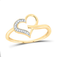 Load image into Gallery viewer, 10kt Yellow Gold Womens Round Diamond Heart Ring 1/20 Cttw
