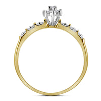 Load image into Gallery viewer, 10kt Yellow Gold Womens Round Prong-set Diamond Oval Cluster Ring 1/4 Cttw
