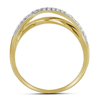 Load image into Gallery viewer, 10kt Yellow Gold Womens Round Diamond Crossover Band Ring 3/8 Cttw
