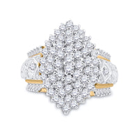 Load image into Gallery viewer, 10kt Yellow Gold Womens Round Diamond Marquise Cluster Ring 2.00 Cttw
