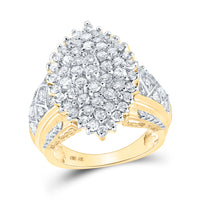 Load image into Gallery viewer, 10kt Yellow Gold Womens Round Diamond Marquise Cluster Ring 2.00 Cttw
