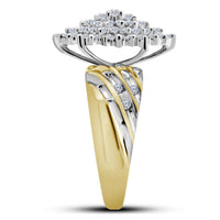Load image into Gallery viewer, 10kt Yellow Gold Womens Round Diamond Oval Cluster Ring 1.00 Cttw
