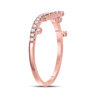 Load image into Gallery viewer, 10kt Rose Gold Womens Round Diamond Crown Tiara Fashion Band Ring 1/5 Cttw
