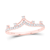 Load image into Gallery viewer, 10kt Rose Gold Womens Round Diamond Crown Tiara Fashion Band Ring 1/5 Cttw
