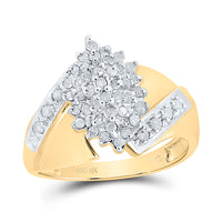 Load image into Gallery viewer, 10kt Yellow Gold Womens Round Diamond Cluster Ring 1/2 Cttw
