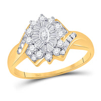 Load image into Gallery viewer, 10kt Yellow Gold Womens Round Diamond Cluster Ring 1/4 Cttw
