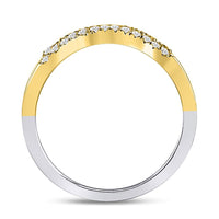 Load image into Gallery viewer, 10kt Tri-Tone Gold Womens Round Diamond Triple Row Band Ring 1/12 Cttw
