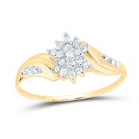 Load image into Gallery viewer, 10kt Yellow Gold Womens Round Diamond Cluster Ring 1/8 Cttw
