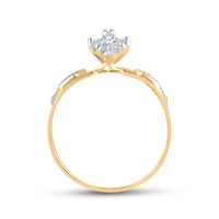 Load image into Gallery viewer, 10kt Yellow Gold Womens Round Diamond Double Heart Cluster Ring 1/8 Cttw
