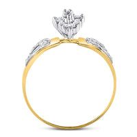 Load image into Gallery viewer, 10kt Yellow Gold Womens Round Diamond Double Heart Cluster Ring 1/8 Cttw
